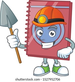 Miner closed book in the cartoon character