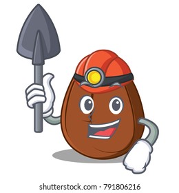 Miner coffee bean mascot cartoon