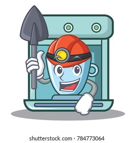 Miner coffee maker character cartoon