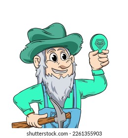 miner coin digital. web 3 and NFT. crypto coin miner character. tether coin Miner
