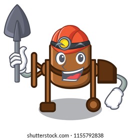 Miner concrete mixer mascot cartoon