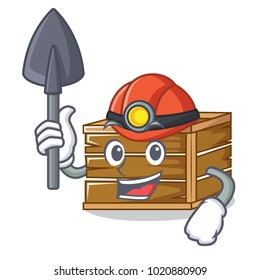 Miner crate mascot cartoon style