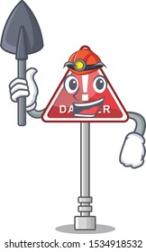 Miner danger character in the mascot shape