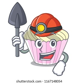 Miner dessert meringue cake isolated mascot cartoon