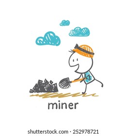 miner digging coal illustration