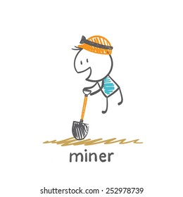 miner digging coal illustration
