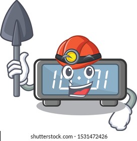 Miner digital clock cartoon in character shape