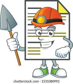 Miner document template with cartoon character shape