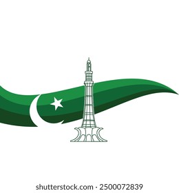 Miner e Pakistan with green flag. Background design for Pakistan independence day. Flag and miner. Illustration of flag and miner e Pakistan. 