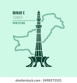 Miner e tower Pakistan inlcude Pakistan map Infografis graphic vector logo illustration. Social media and banner template