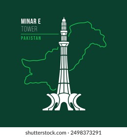 Miner e tower Pakistan inlcude Pakistan map Infographic graphic vector logo illustration. Social media and banner template