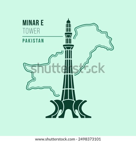 Miner e tower Pakistan inlcude Pakistan map Infografis graphic vector logo illustration. Social media and banner template