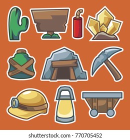 Miner Equipment Icon Set Vector Illustration