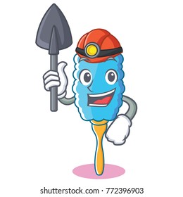 Miner feather duster character cartoon
