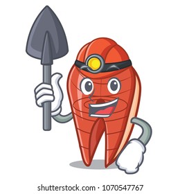 Miner fish slice mascot cartoon