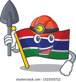 Miner flag gambia fluttering on cartoon pole