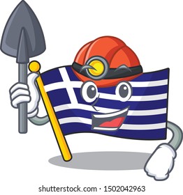 Miner flag greece character shaped the cartoon