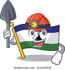 Miner flag lesotho isolated in the character
