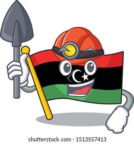 Miner flag libya is flying cartoon pole