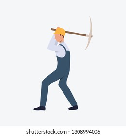 Miner flat icon. Worker, pickaxe, hand tool. Labor concept. Can be used for topics like coal mining, occupation, job