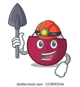 Miner fresh mangosteen fruit in the market cartoon