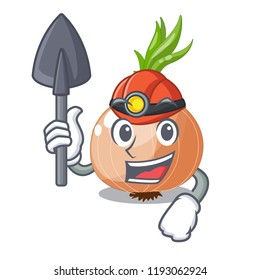 Miner fresh onion isolated on the mascot