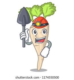 Miner fresh parsnip roots on a mascot