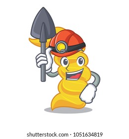 Miner fusilli pasta mascot cartoon