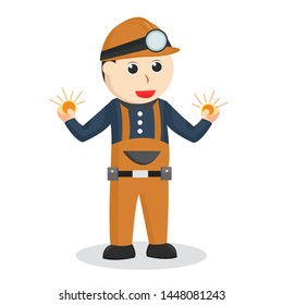 miner with gold coins illustration