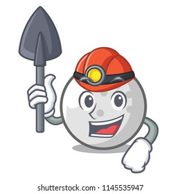 Miner golf ball mascot cartoon