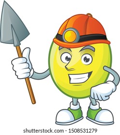 Miner gomotega fruit healthy in cartoon mascot