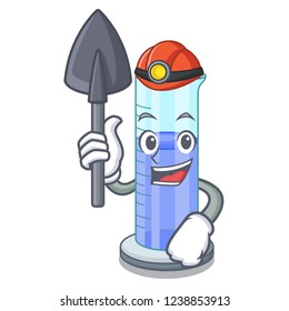 Miner graduated shaped cylinder Isolated on cartoon