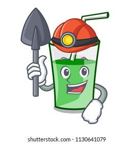 Miner green smoothie mascot cartoon vector illustration