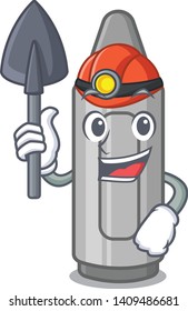 Miner grey crayon  cartoon.