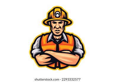 Miner-Typ Mascot-Logo Cartografik Vektorgrafik