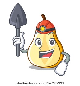 Miner half of pear isolated on cartoon