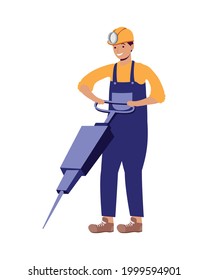 miner with hammer worker character