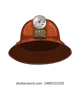 Miner helmet with flashlight, retro style