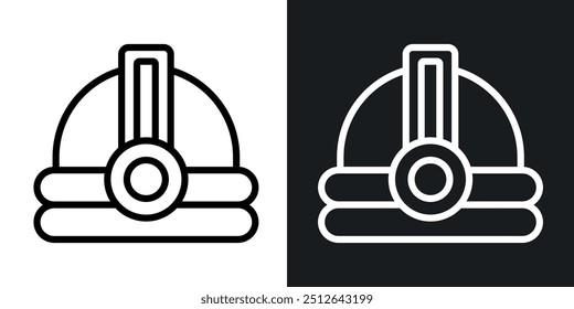Miner helmet outlined icon vector collection.