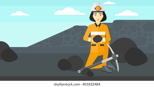 Miner holding coal in hands.