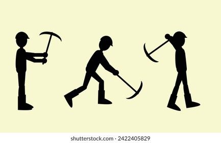 ein Bergarbeiter, der eine Pickaxe hält