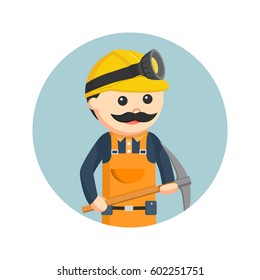 miner holding pickaxe in circle background