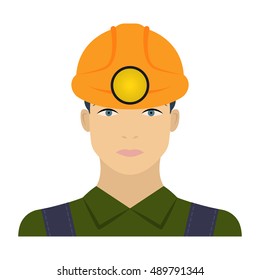Miner icon in cartoon style isolated on white background. Mine symbol stock vector illustration.