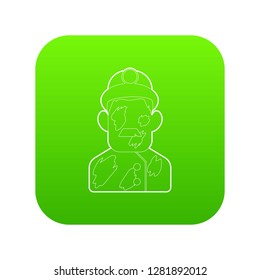 Miner icon green vector isolated on white background