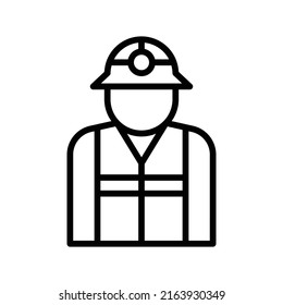 Miner Icon. Line Art Style Design Isolated On White Background