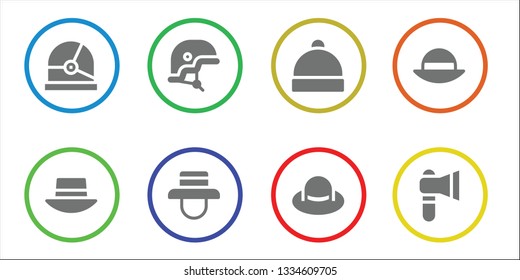 miner icon set. 8 filled miner icons.  Simple modern icons about  - Helmet, Hat, Axe
