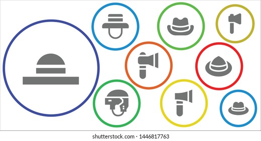 miner icon set. 9 filled miner icons.  Simple modern icons about  - Hat, Helmet, Axe