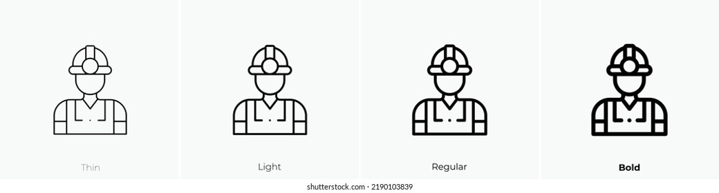 miner icon. Thin, Light Regular And Bold style design isolated on white background
