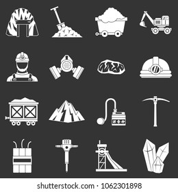 Miner icons set vector white isolated on grey background 