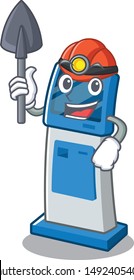 Miner information digital kiosk isolated in the mascot